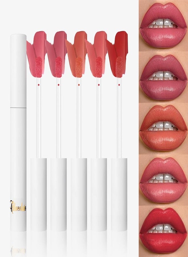 Hxssll Matte Lip Stain – High Pigment Non-Transfer Matte Liquid Lipstick, Long-Lasting Waterproof Smudge-Proof Lip Color, Lightweight Comfortable Velvet Finish Lip Tint 02#（5PCS） - Image 1